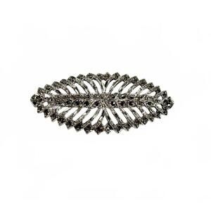 Vintage Marcasite Stones Brooch Silver Tone in Art Deco Style